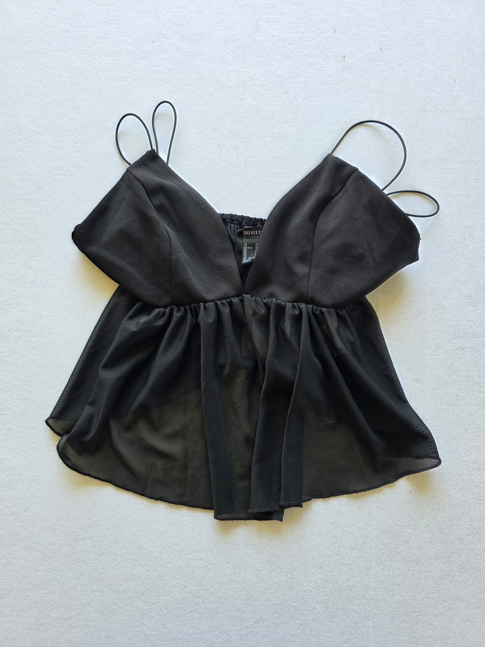 Forever 21 Black Sheer Peplum Spaghetti Strap Cami